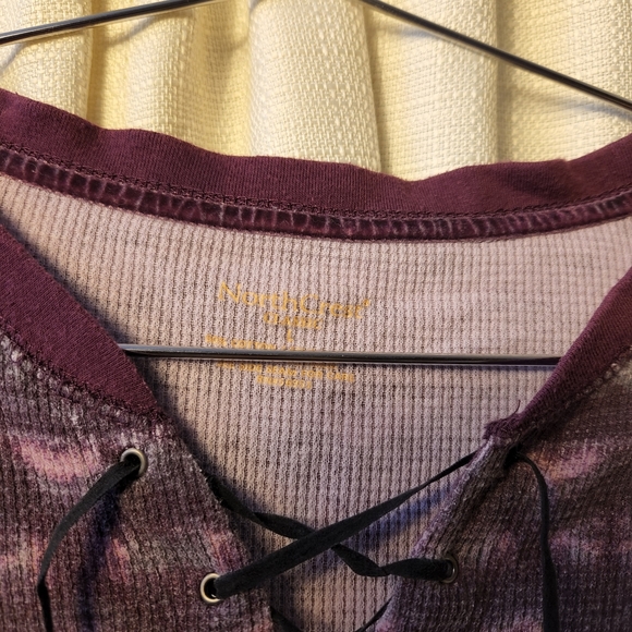 🍂 Northcrest Waffle Knit Lace Up Shirt Cozy L - Picture 3 of 5